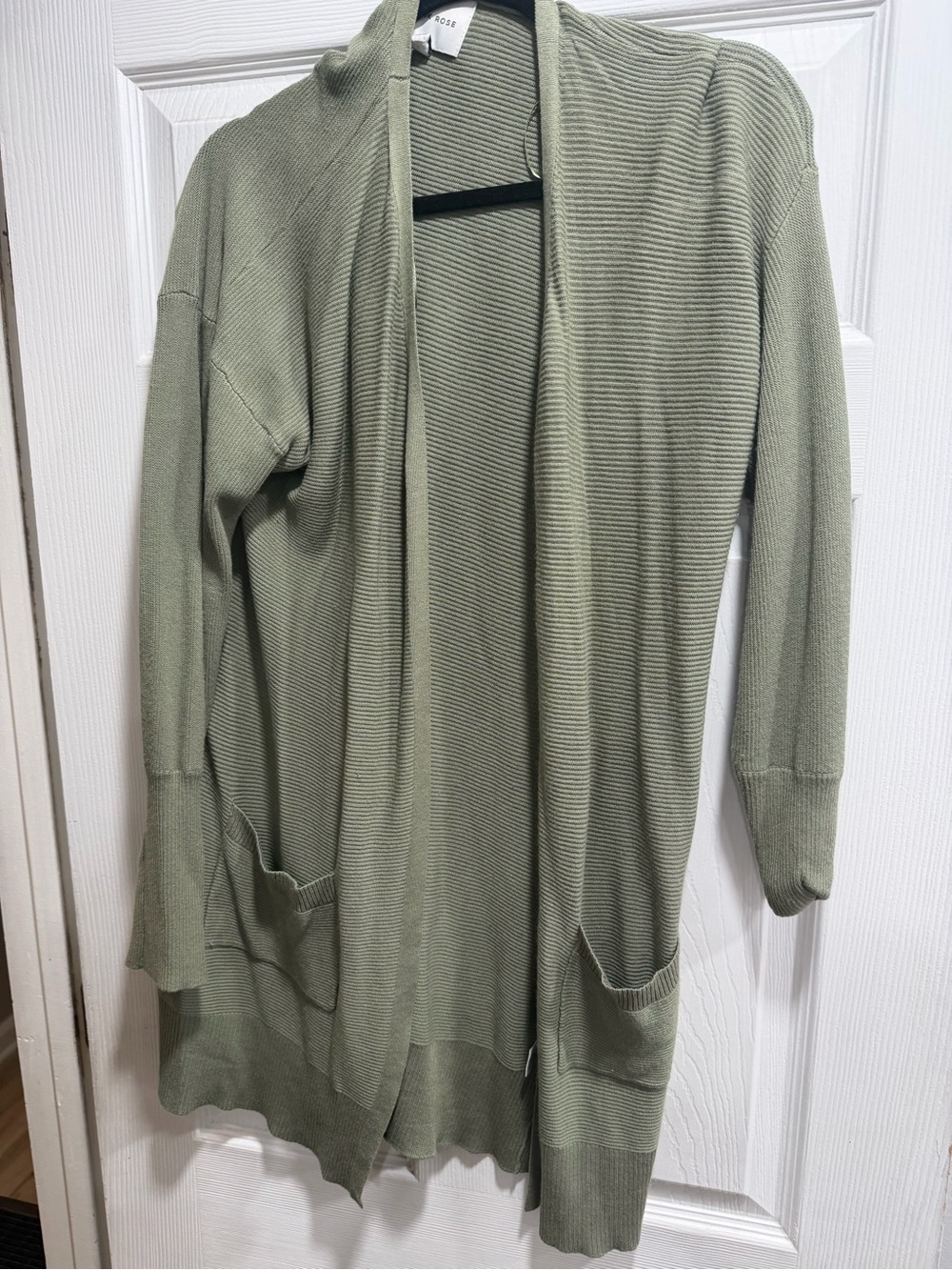 Pink Rose Men's Open-Front Cardigan in Sage Green